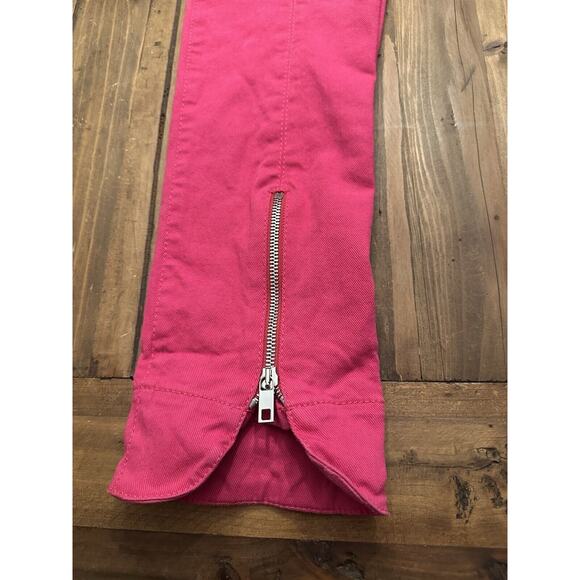 Zara Woman Hot Pink Pants Jeans Size Medium Ankle Zip Straight Leg Slim Coastal - Picture 13 of 16